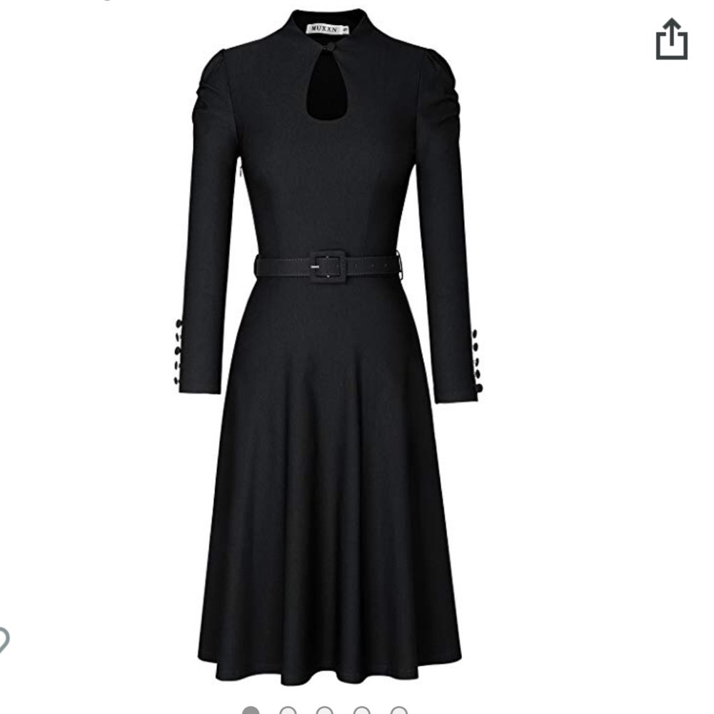 Black vintage 40's style midi dress